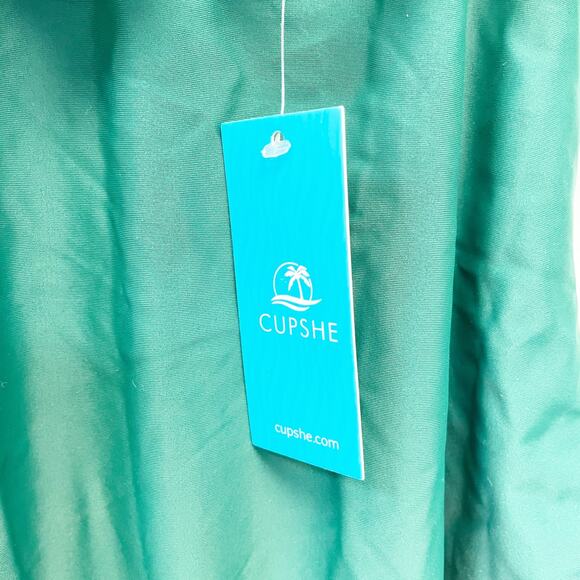 Cupshe Women's Square Neck Ruffle Wide Straps Ruched Bathing Suit Green XS - Picture 5 of 7